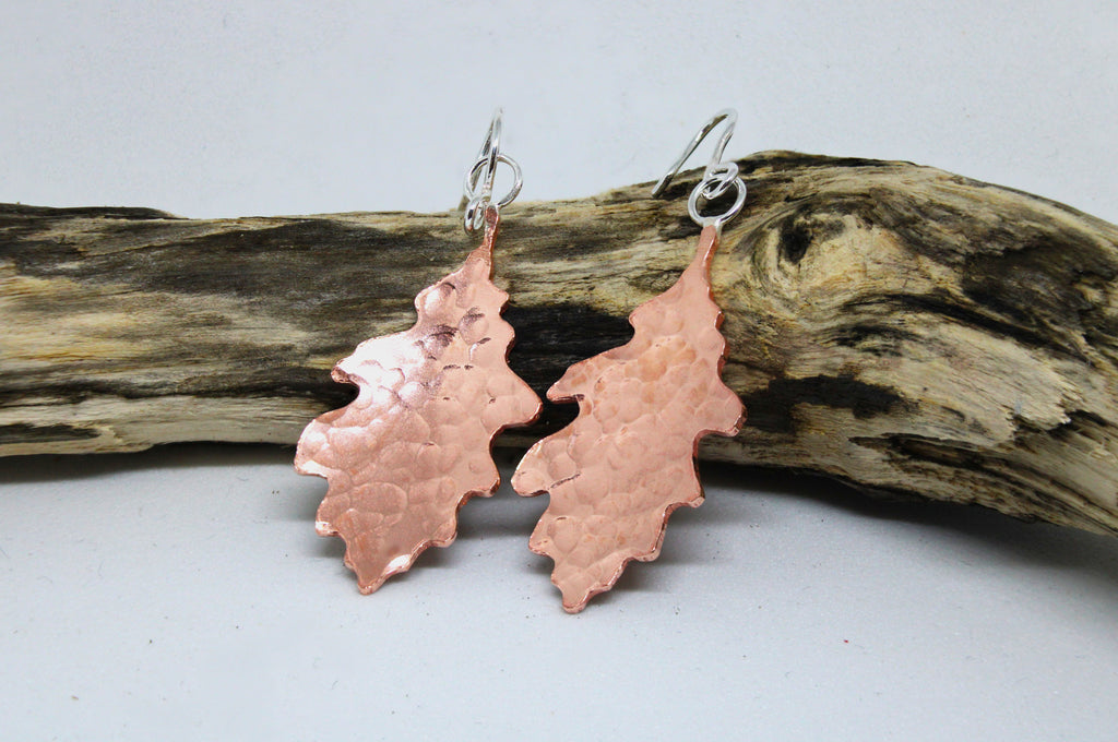 Copper oak Leaf Earrings