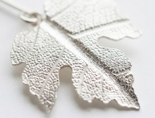 Silver Grape Vine Leaf Earrings