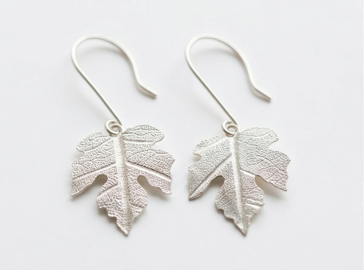 Silver Grape Vine Leaf Earrings