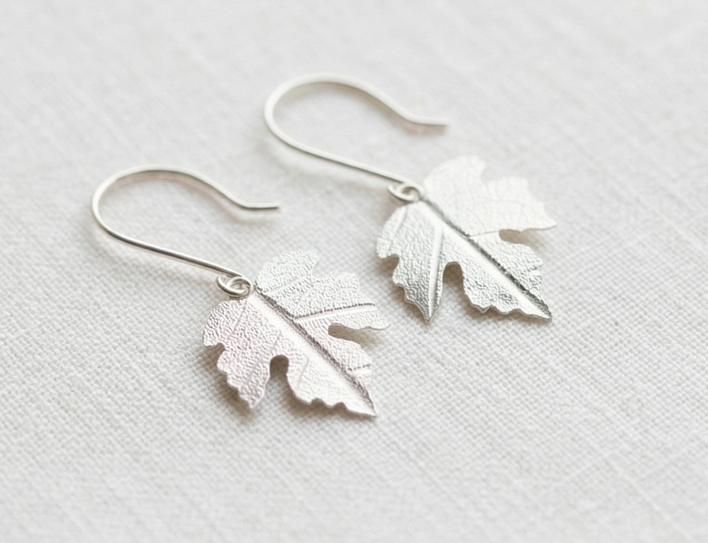 Silver Grape Vine Leaf Earrings