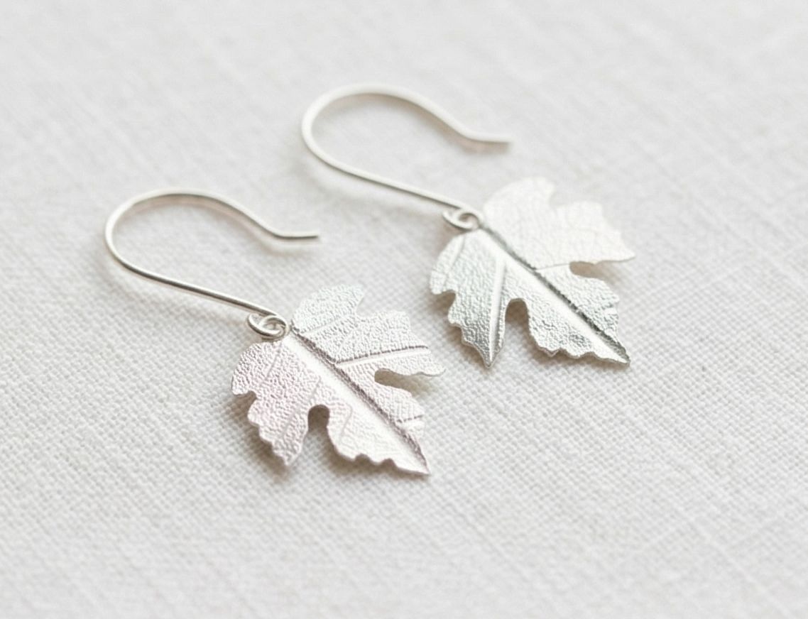 Silver Grape Vine Leaf Earrings