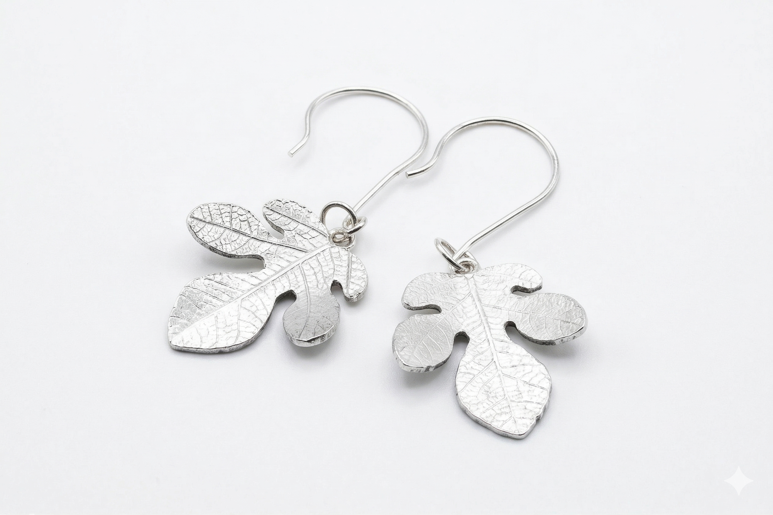 Silver Fig Leaf Earrings