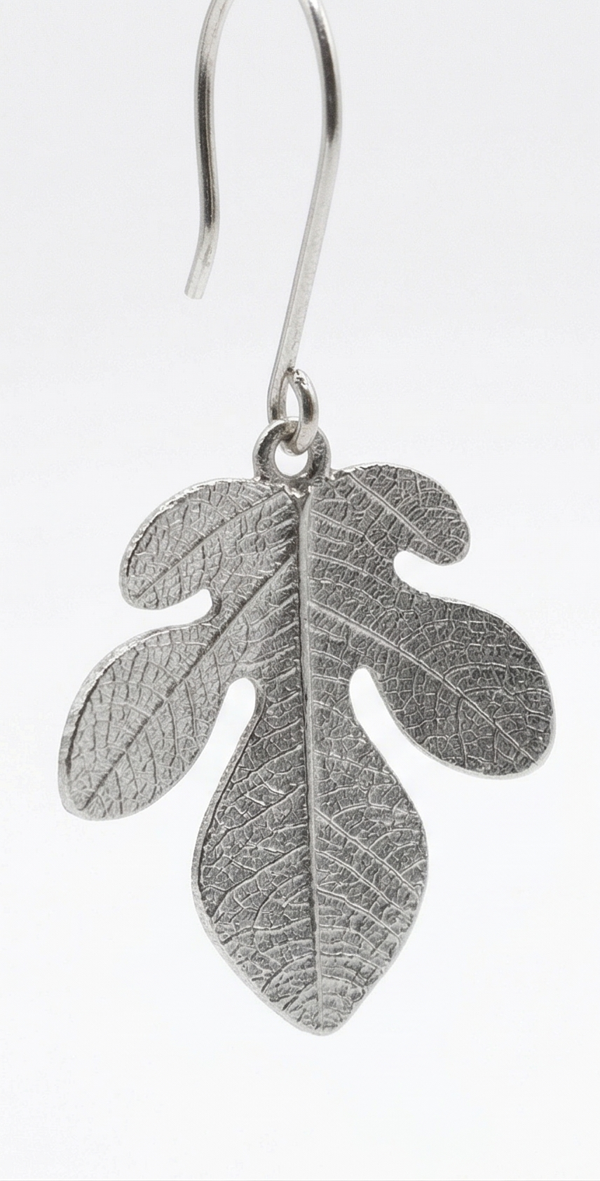 Silver Fig Leaf Earrings