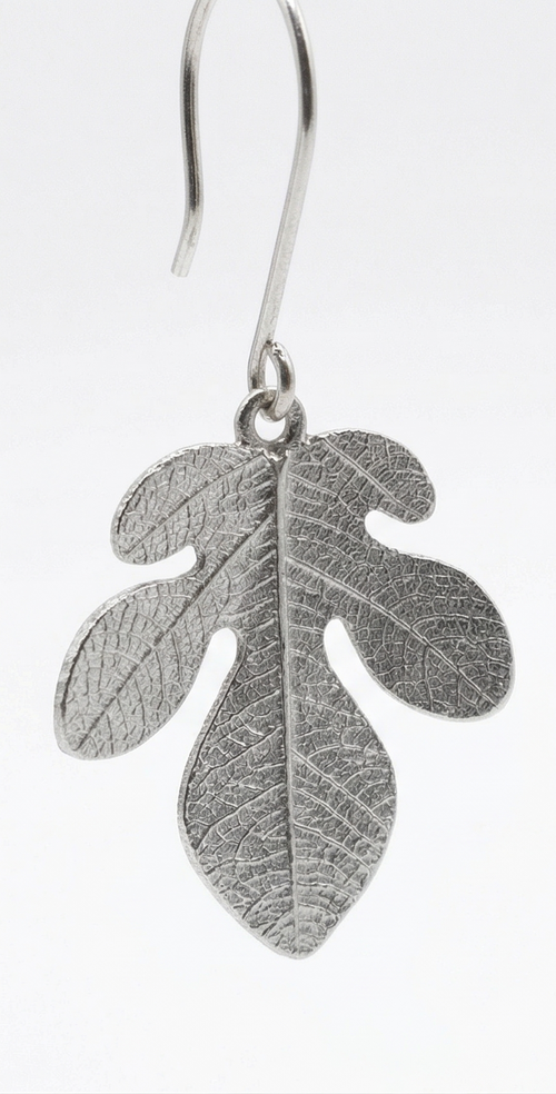Silver Fig Leaf Earrings