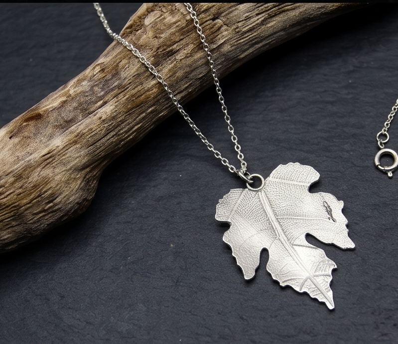Silver Grape Vine Leaf Necklace