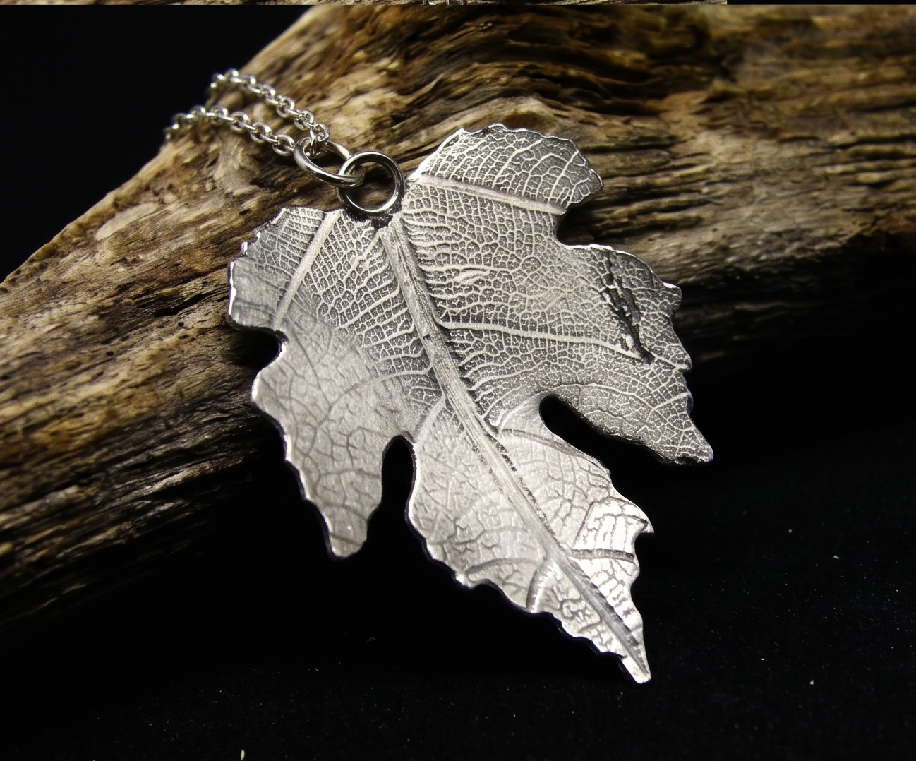 Silver Grape Vine Leaf Necklace