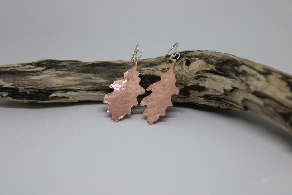 Copper oak Leaf Earrings