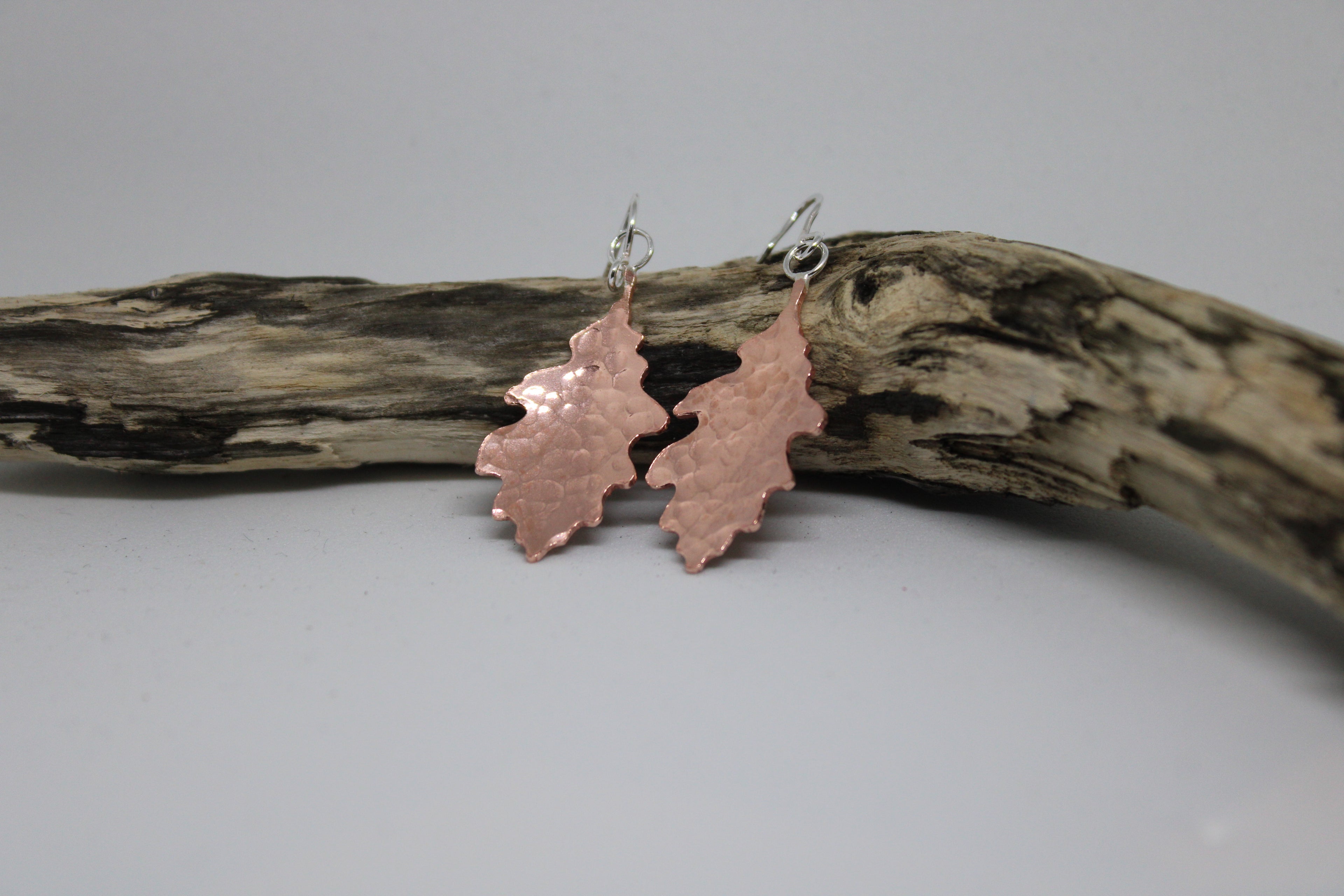 Copper oak Leaf Earrings