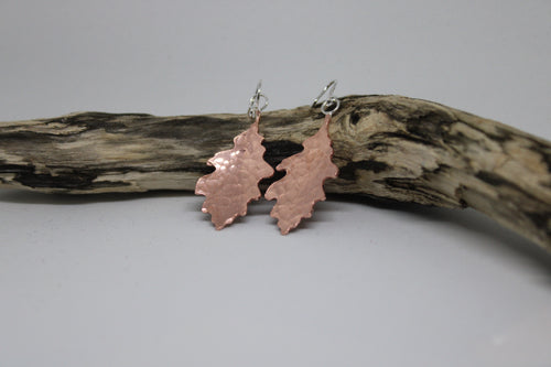Copper oak Leaf Earrings