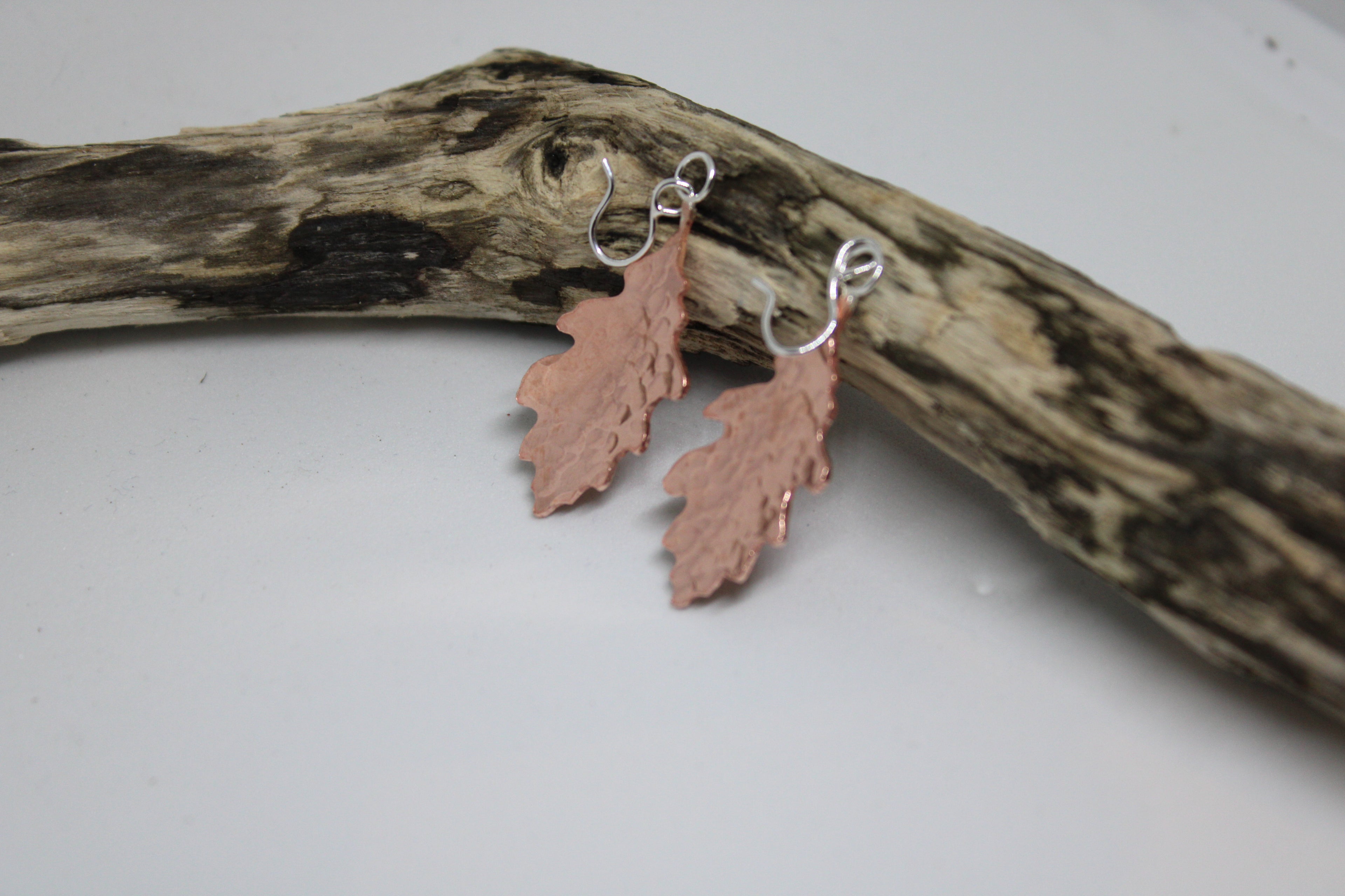 Copper oak Leaf Earrings