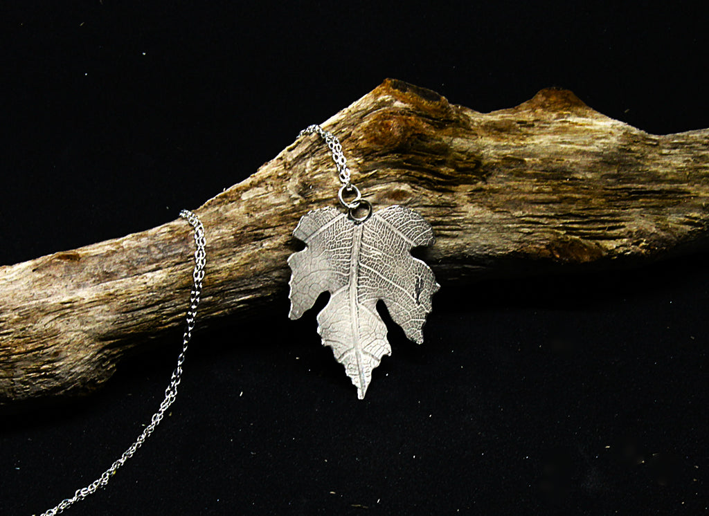 Silver Grape Vine Leaf Necklace
